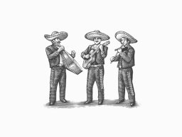 mariachi woodcut